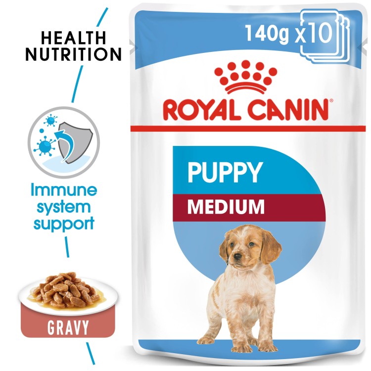 Royal Canin Size Health Nutrition Medium Puppy (WET FOOD - Pouches) 10 x 140g