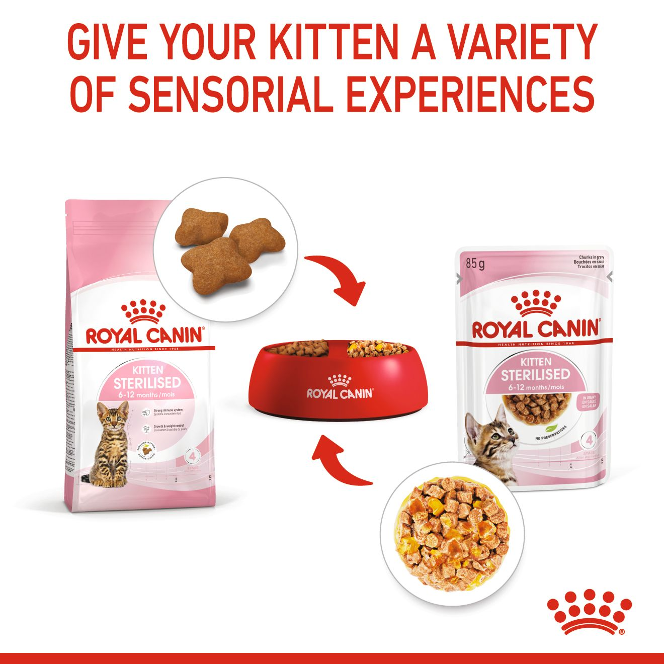 Royal Canin  Feline Health Nutrition Kitten Sterilised Gravy (WET FOOD - Pouches) 12x85G