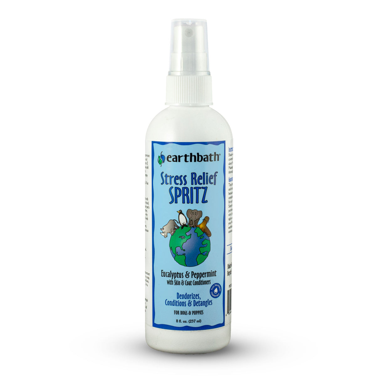 Earthbath Stress Relief Spritz, Eucalyptus & Peppermint with Skin & Coat Conditioners, Made in USA, 8 oz pump spray
