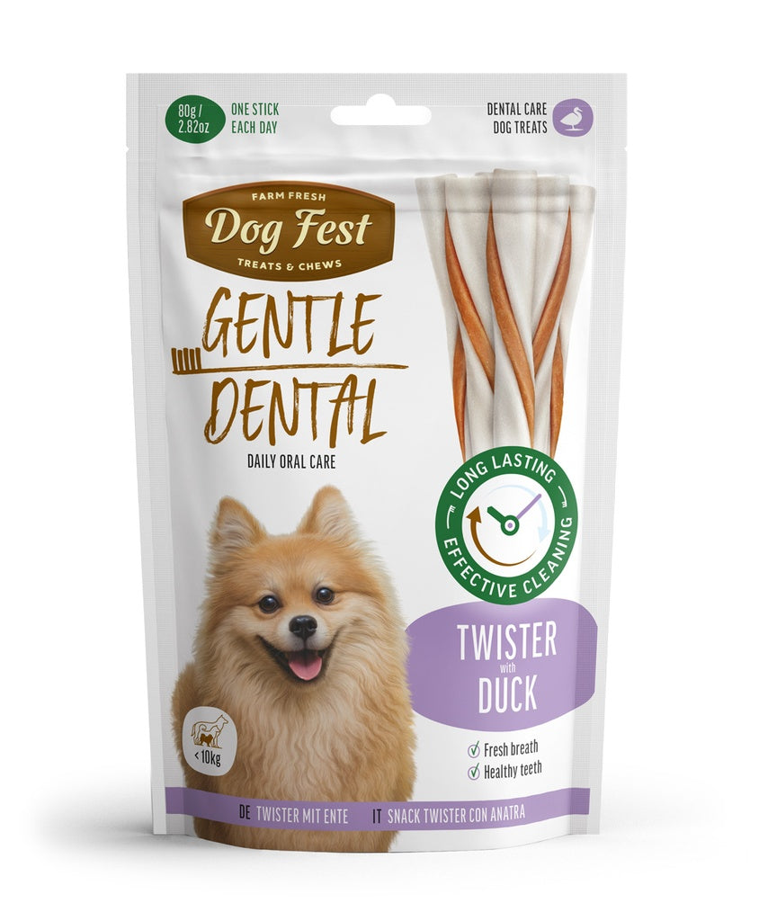 Dog Fest Dental Treats For Adult Dogs -Twister - Duck 80g