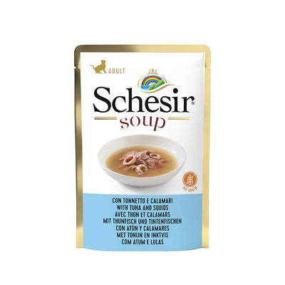 Schesir Cat Wet Soup-With Wild Tuna and Squid[Weight - 85g] 