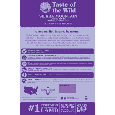 Taste Of Wild Sierra Mountain Canine Recipe with Roasted Lamb
