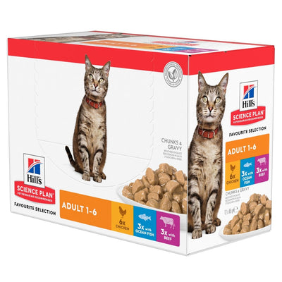 Hill’s Science Plan Adult Cat Wet Food Multipack (Chicken, Ocean Fish, beef ) Pouch