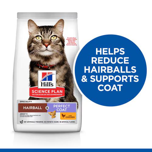 Hill's Science Plan Hairball & Perfect Coat Adult Dry Cat Food with Chicken