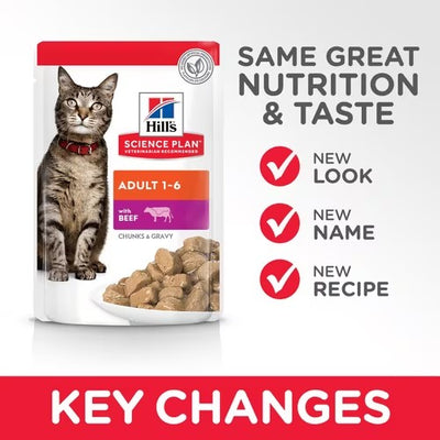 Hill's Science Plan Adult Wet Cat Food Beef  Pouches - (12x85g)