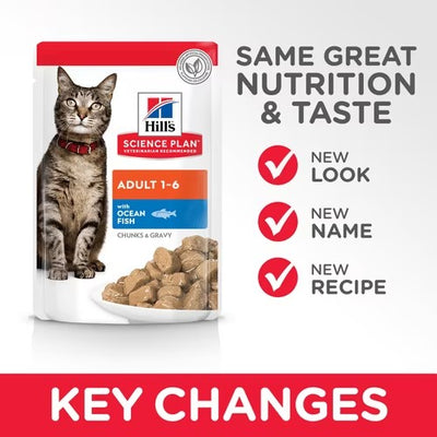 Hill's Science Plan Adult Wet Cat Food Ocean Fish Pouches - (12x85g)