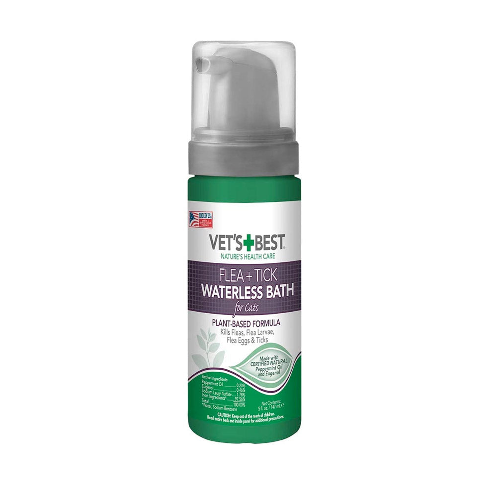 Vet's Best Flea and Tick Waterless Bath Foam for Cats 5oz
