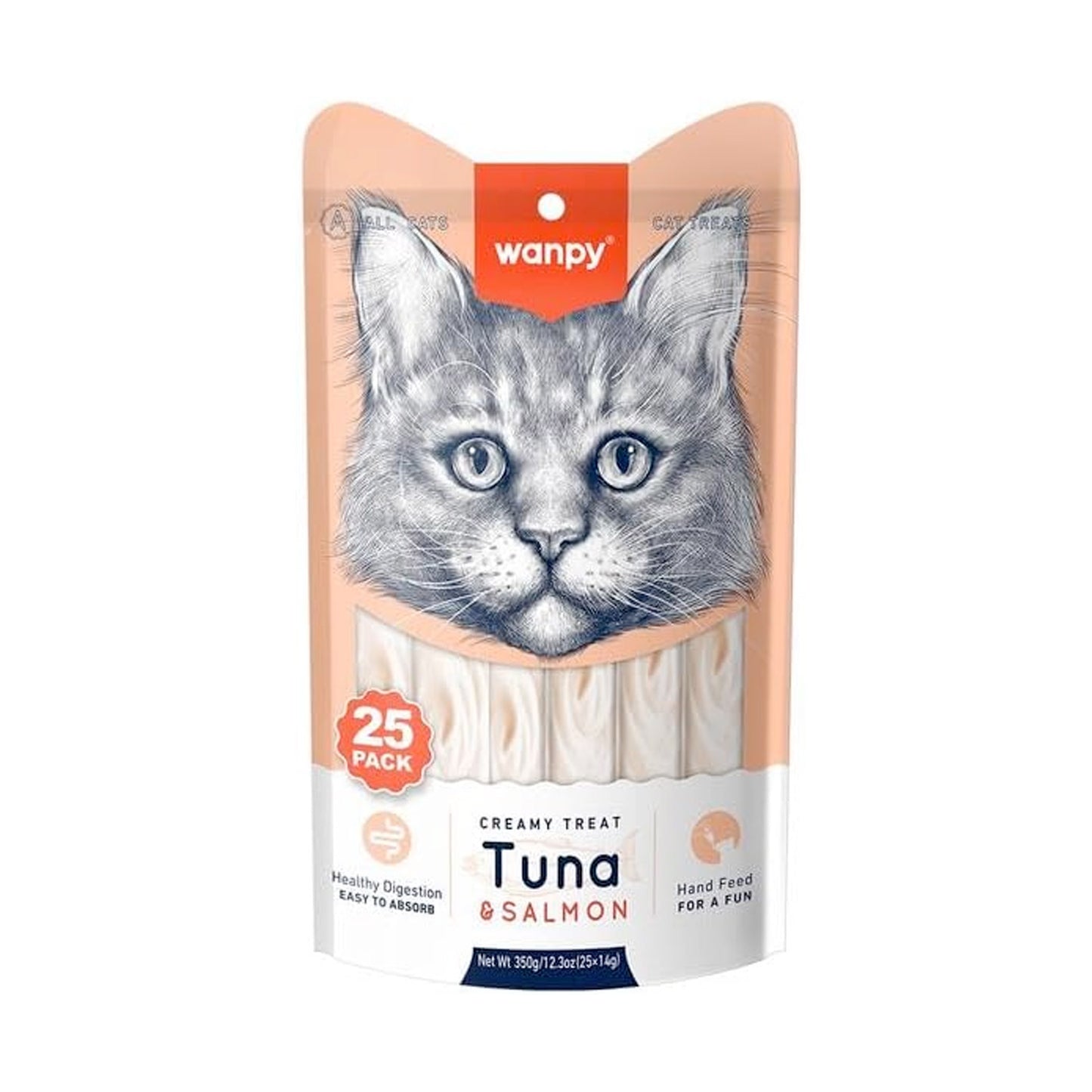 Wanpy Creamy Lickable Cat Treats - Tuna & Salmon - 25P
