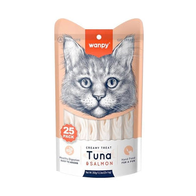 Wanpy Creamy Lickable Cat Treats - Tuna & Salmon - 25P