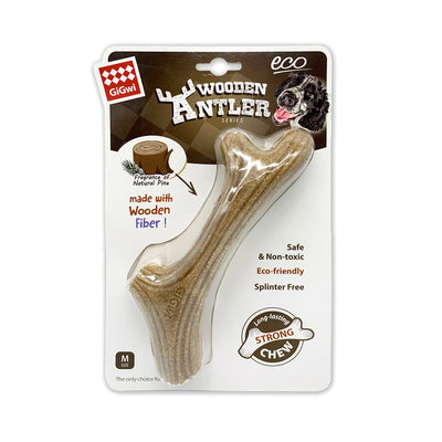 GiGwi Dog Chew Wooden Antler with Natural Wood and Synthetic Material - M