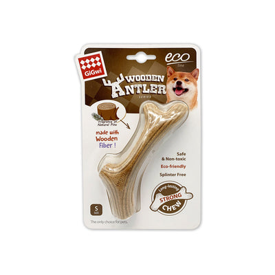 GiGwi Dog Chew Wooden Antler with Natural Wood and Synthetic Material - S