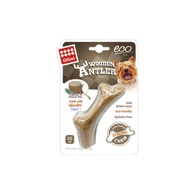 GiGwi Dog Chew Wooden Antler with Natural Wood and Synthetic Material - XS
